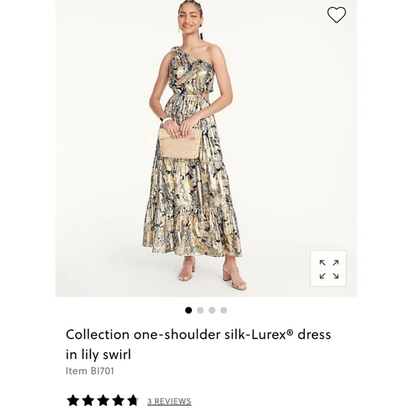 J.Crew Collection one-shoulder silk-Lurex® dress in lily s…
